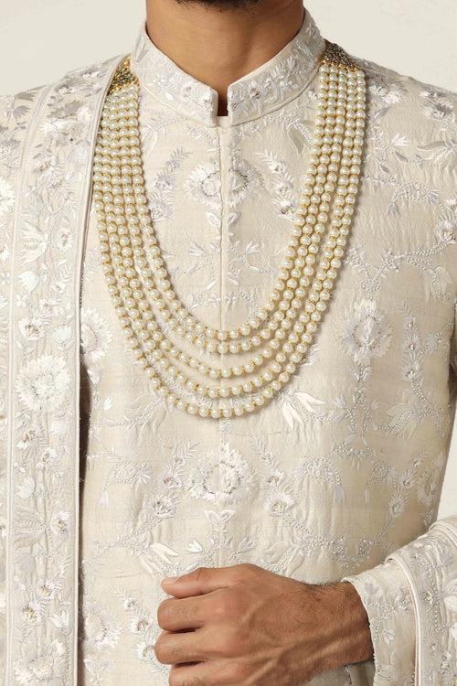 White  embroidered Sherwani