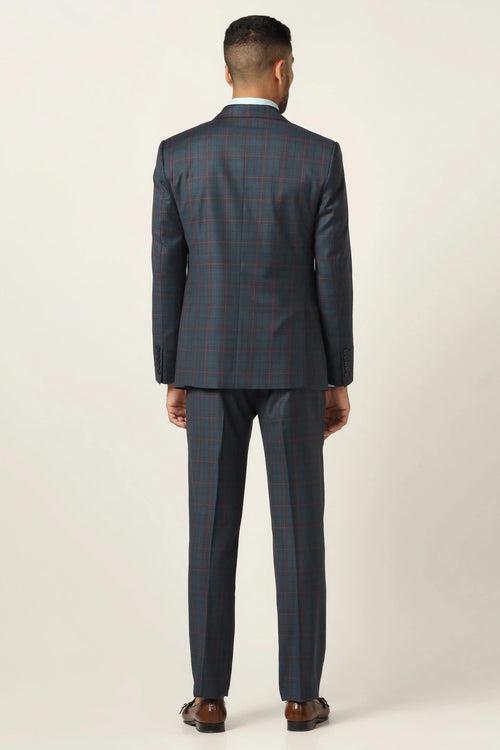 Blue checked 3-piece suit