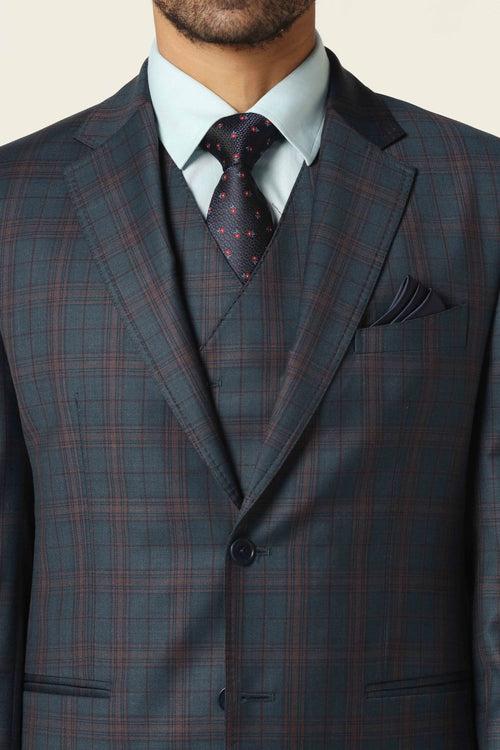 Blue checked 3-piece suit