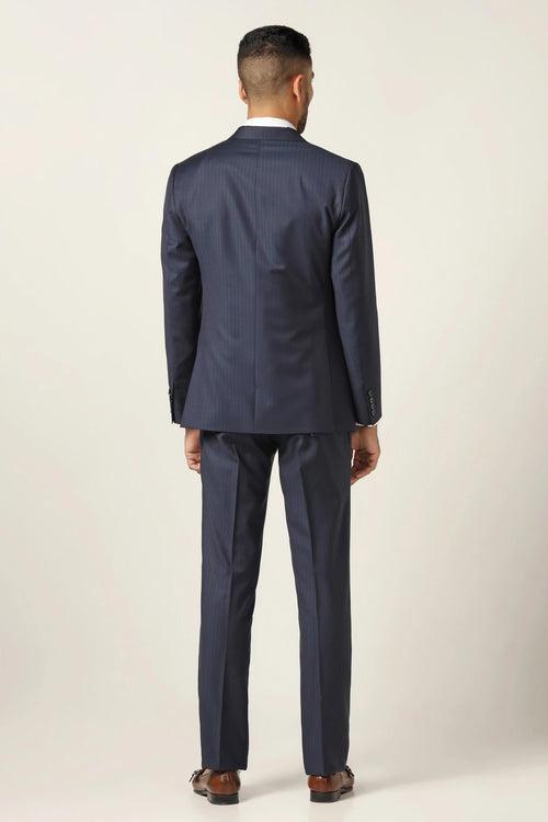 Navy pinstripe suit