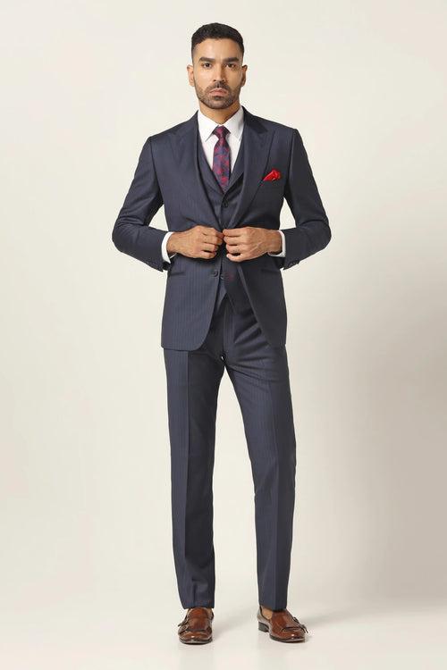 Navy pinstripe suit