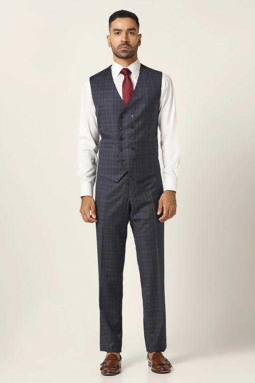 Navy checked 3-Piece Suit