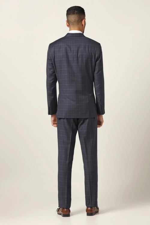 Navy checked 3-Piece Suit