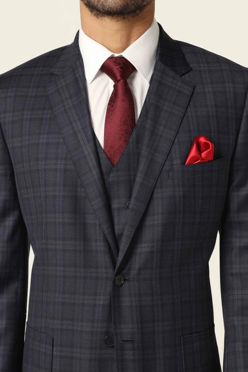 Navy checked 3-Piece Suit
