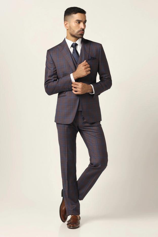 Wine checked Suit