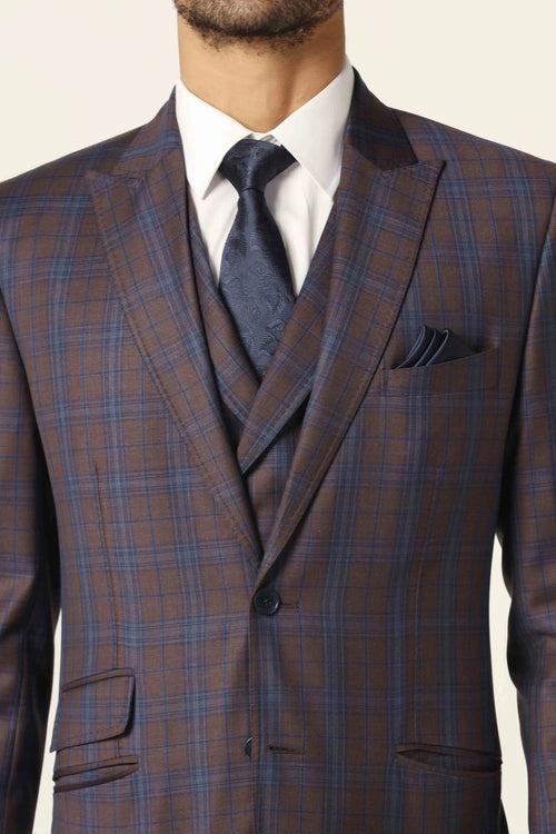 Wine checked Suit