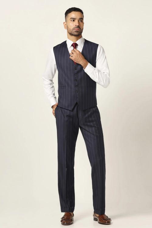 Navy Blue Pinstripe 3-piece suit