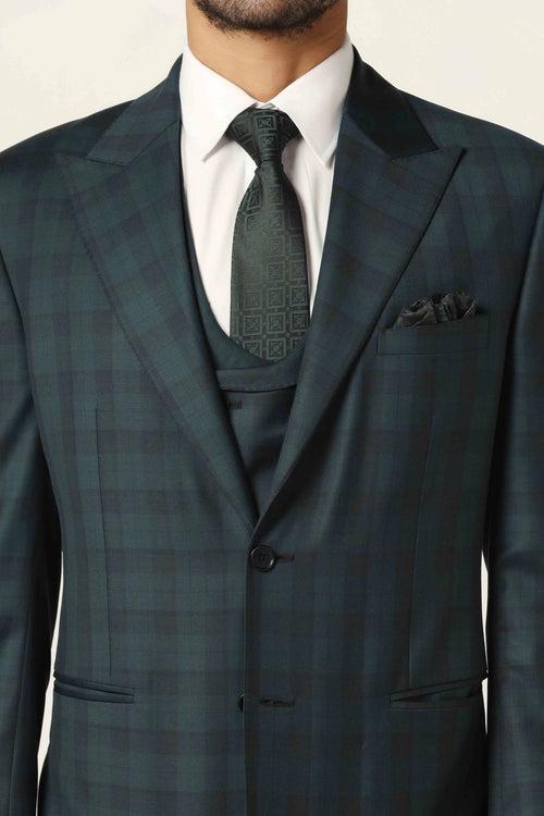 Green checked 3-piece suit