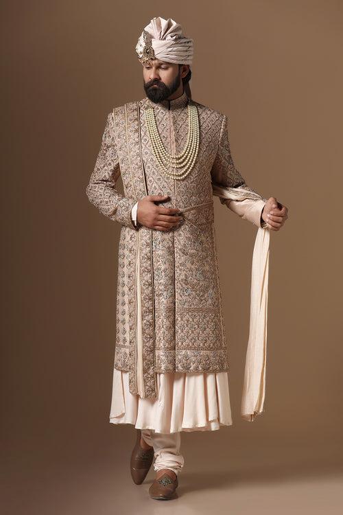 Soft Pink Embroidered Sherwani