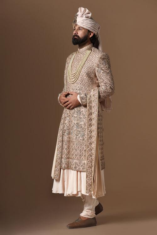 Soft Pink Embroidered Sherwani