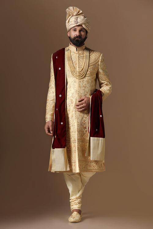 Yellow Embroidered Sherwani