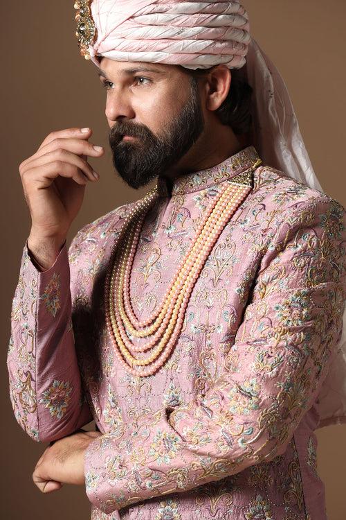 Pink Embroidered Sherwani