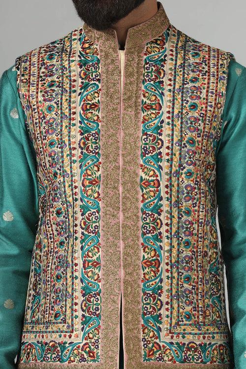 Multi-Colour Embroidered Nehru Jacket
