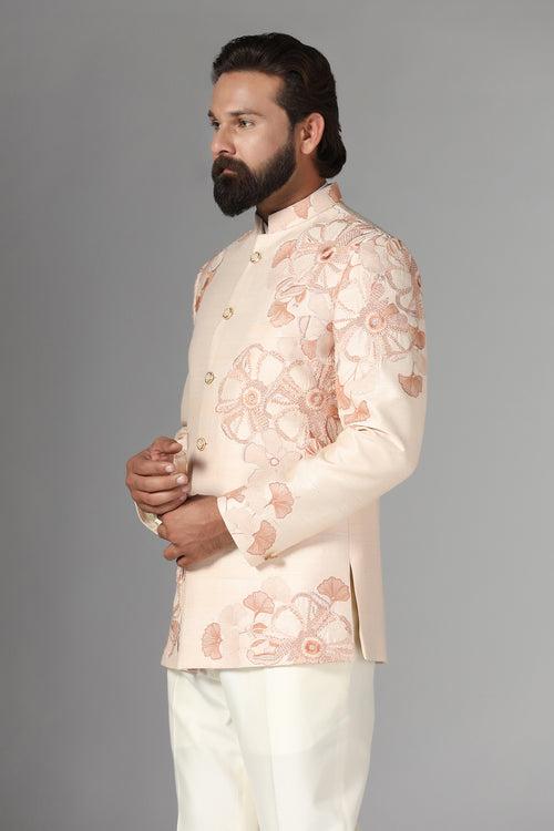 Light Peach Floral Embroidery