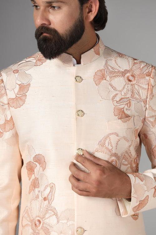 Light Peach Floral Embroidery