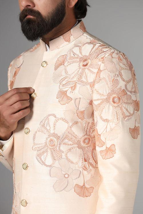 Light Peach Floral Embroidery