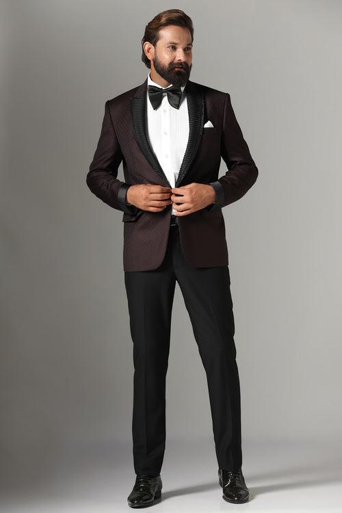 Wine Textured Tuxedo Suit