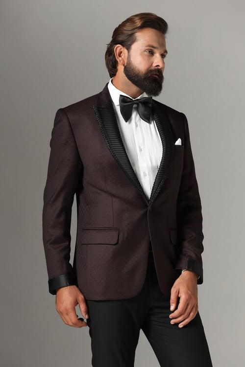 Wine Textured Tuxedo Suit