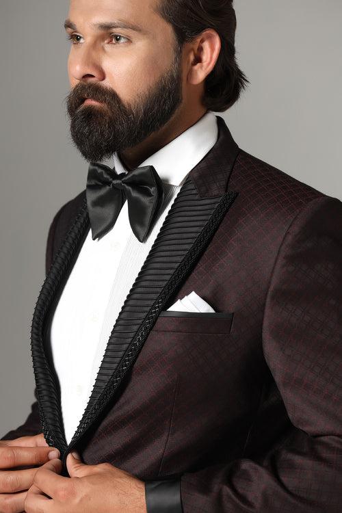 Wine Textured Tuxedo Suit