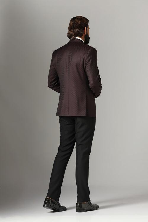 Wine Textured Tuxedo Suit