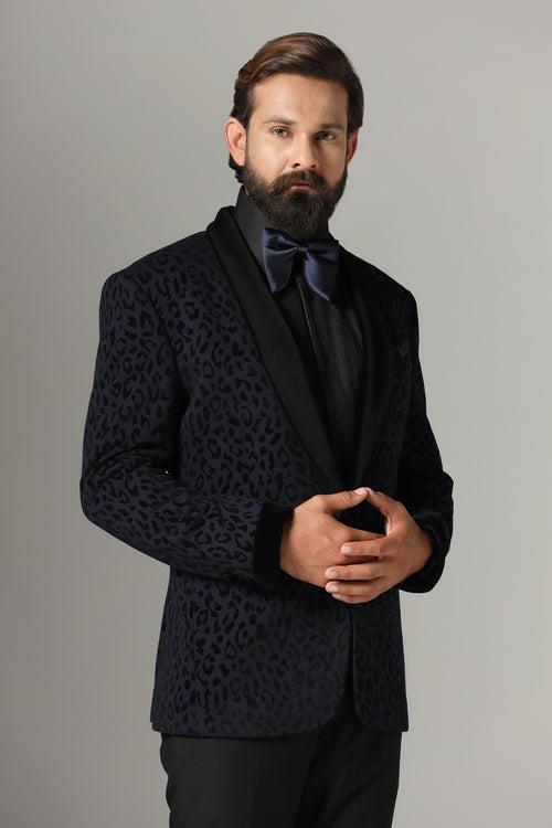 Navy Blue Textured Tuxedo