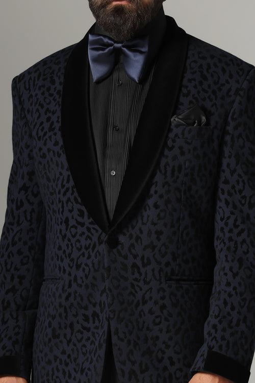 Navy Blue Textured Tuxedo