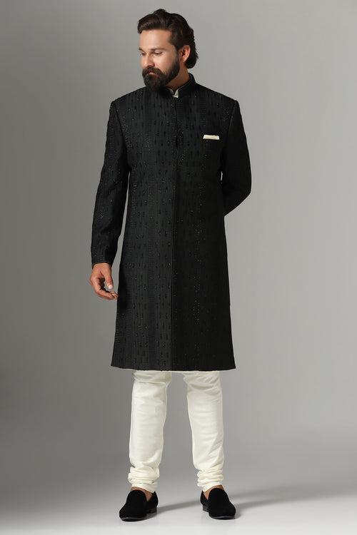 Black Embroidered Indo-Western