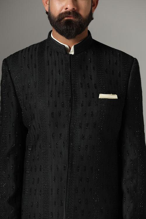 Black Embroidered Indo-Western