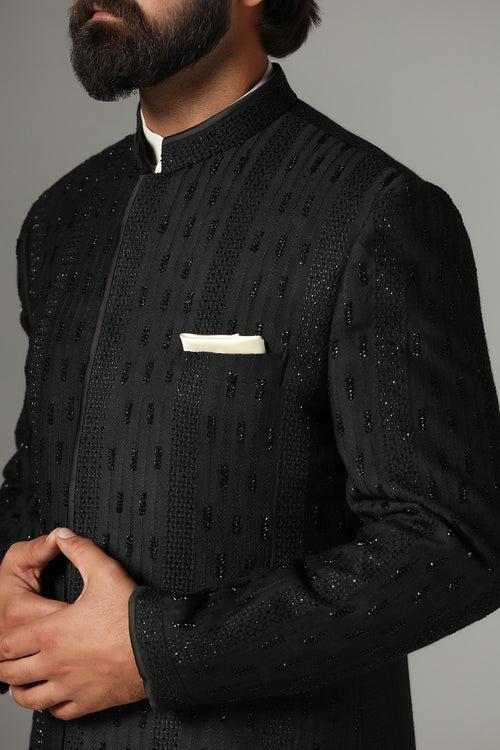 Black Embroidered Indo-Western