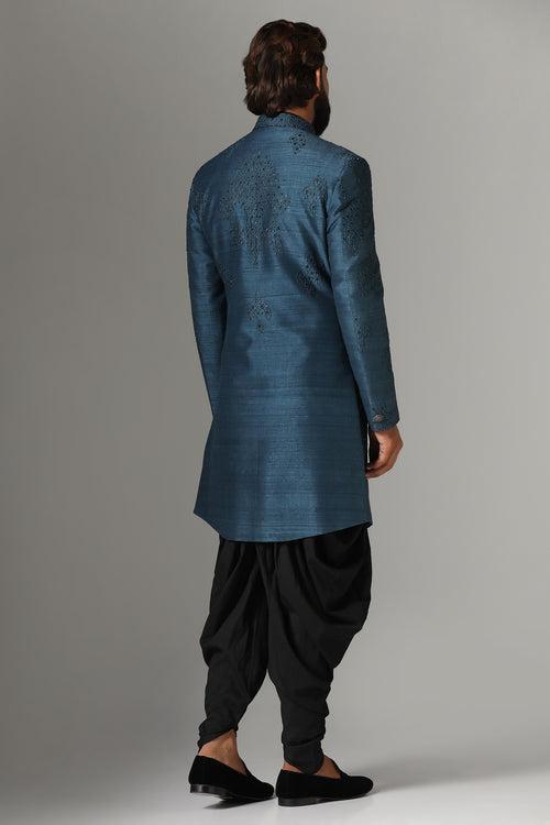 Blue Embroidered Indo-Western