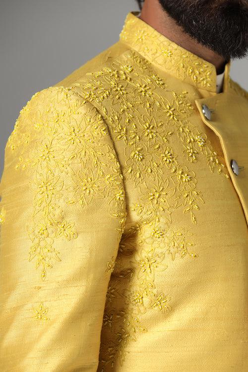 Yellow Embroidered Indo-Western