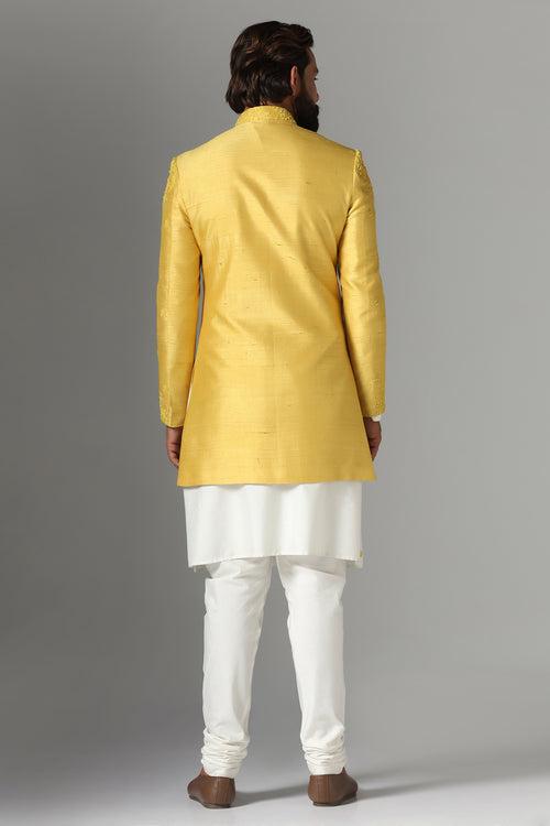 Yellow Embroidered Indo-Western