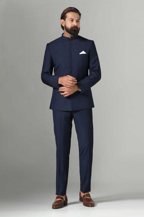 Navy Blue Bandhgala Suit