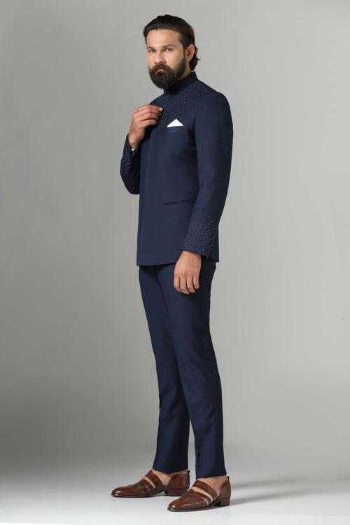 Navy Blue Bandhgala Suit