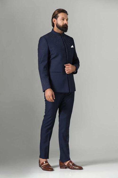 Navy Blue Bandhgala Suit