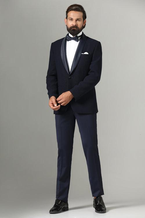 Textured Dark Blue Tuxedo