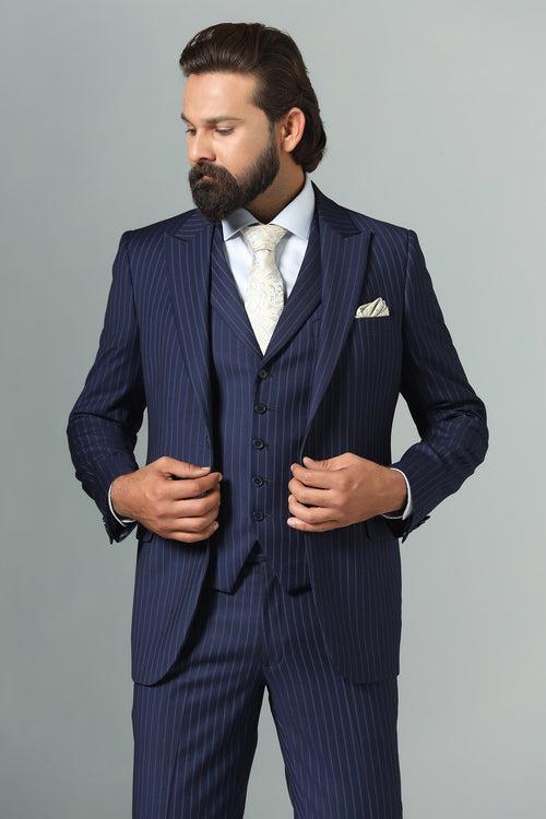 Navy Blue Pinstripe Suit