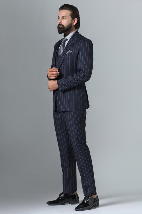 Dark Blue Pinstripe Suit