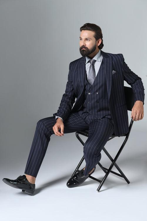 Dark Blue Pinstripe Suit