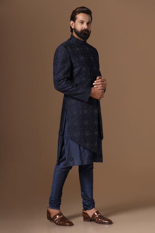 Navy Blue Asymmetric Indo-western