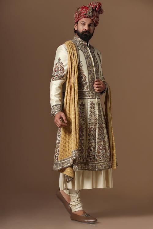 Off-White Embroidered Sherwani