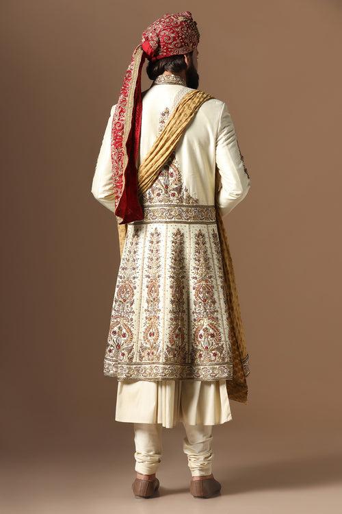 Off-White Embroidered Sherwani