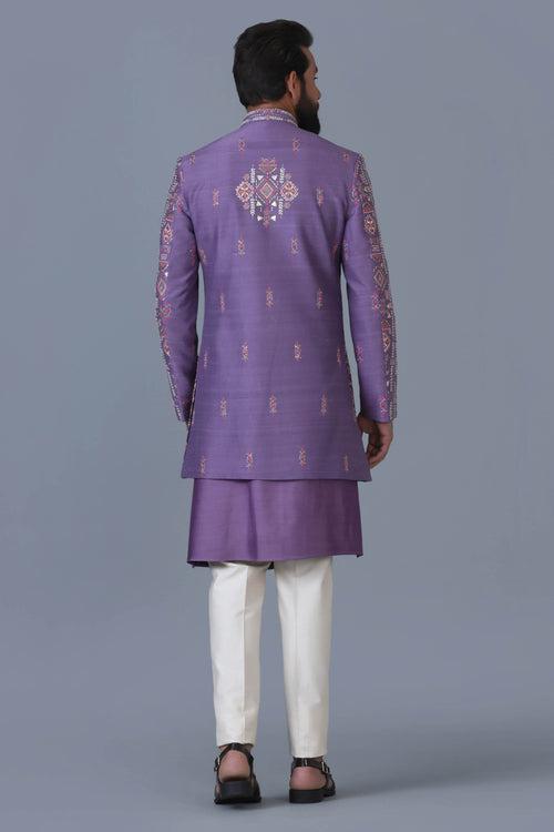 Lilac Embroidered Indowestern