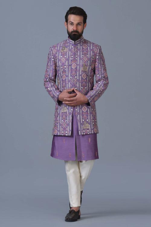 Lilac Embroidered Indowestern