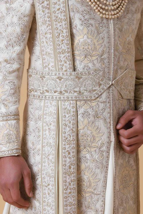 Off-white Patchwork Sherwani