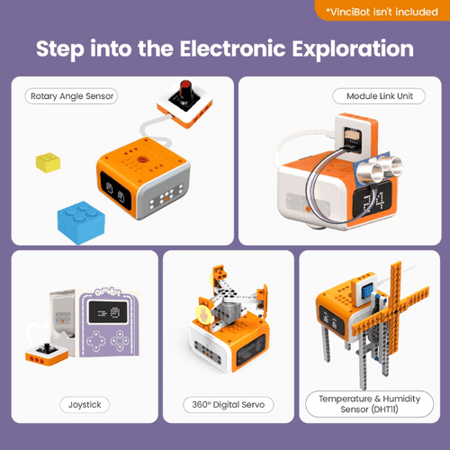 Matatalab 5 in 1 programmable electronic module kit - with 128 Building bricks (STEM Educational Robotics Starter Kit for 8+ Years) - Paired with VinciBot