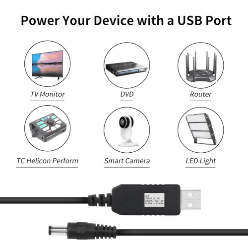 1m Wire 5V 2A to 9V 1A USB Booster Cable DC5.5*2.1MM without LED