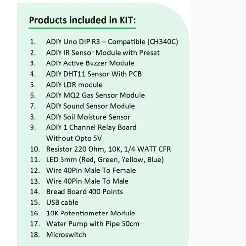 ADIY UNO KIT FOR BEGINNERS ( Make in India Boards)