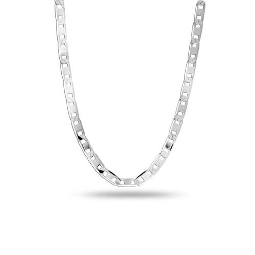 925 Sterling Silver Italian 3 MM Diamond-Cut Solid Flat Mariner Link Chain Necklace for Men and Women