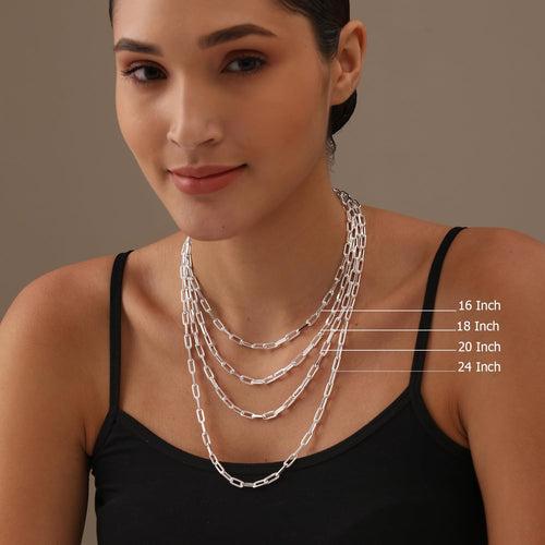 925 Sterling Silver Italian PaperClip Link Chain Necklace for Women 4.5 MM